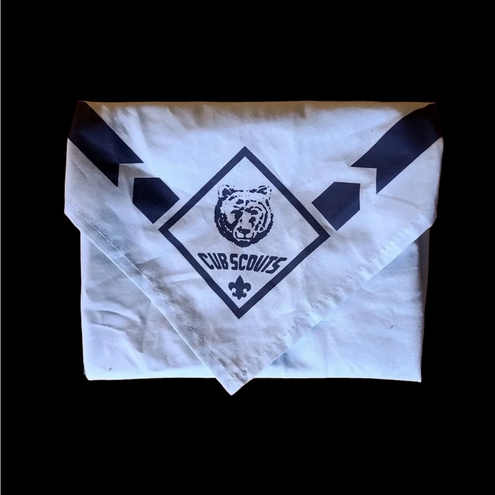 Vtg 90s CUB SCOUT Light Blue SCARF With Border BSA Neckerchief Boy Of America